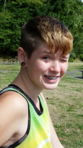 Sydney, squinting, at the lake 2014 